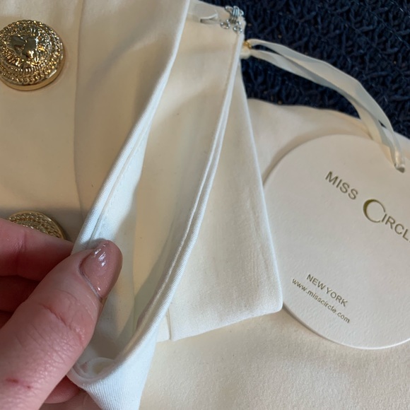 Fiona Gold Button Detail High Waist Pants White - Picture 6 of 7